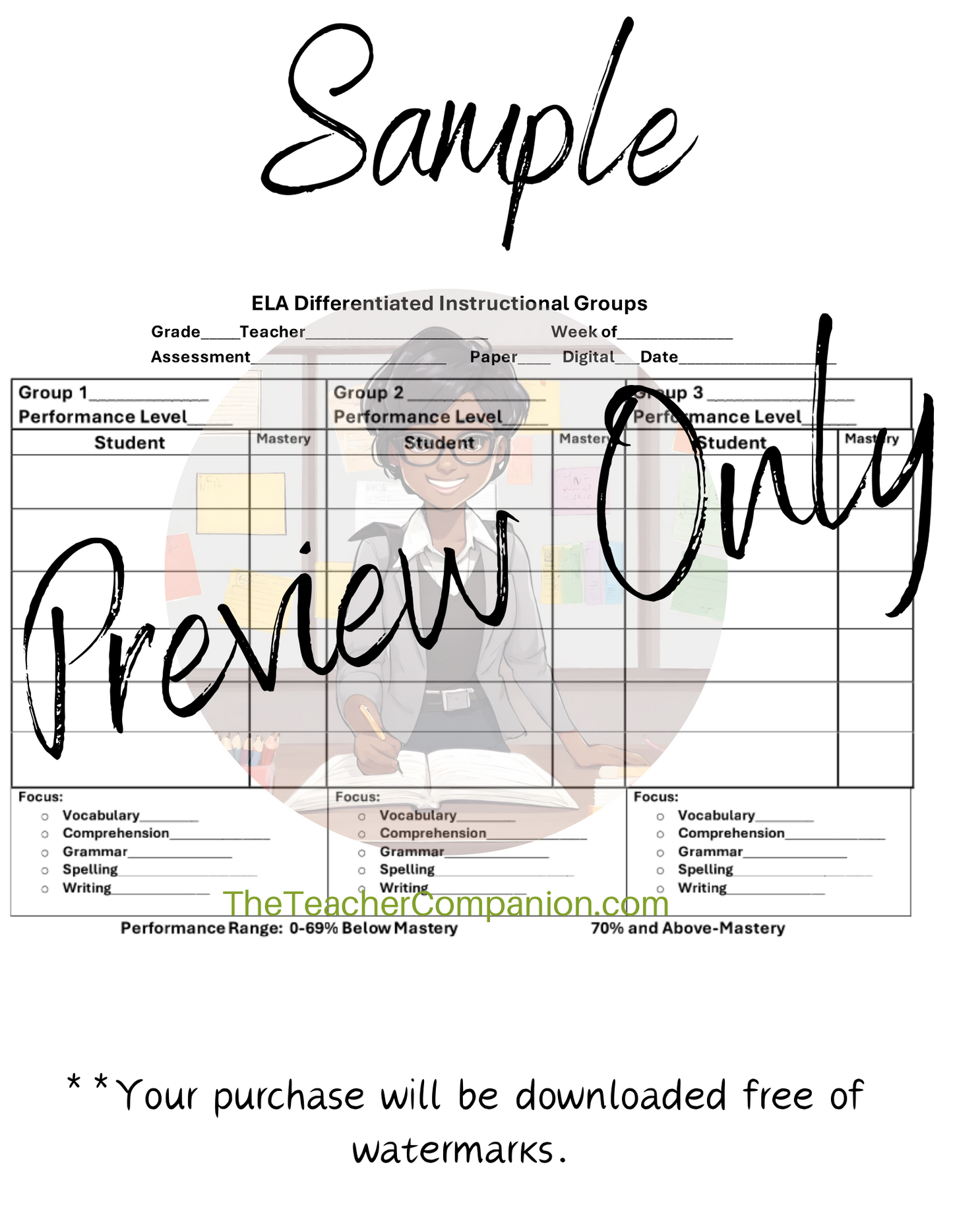ELA Differentiated Instructional Grouping Charts