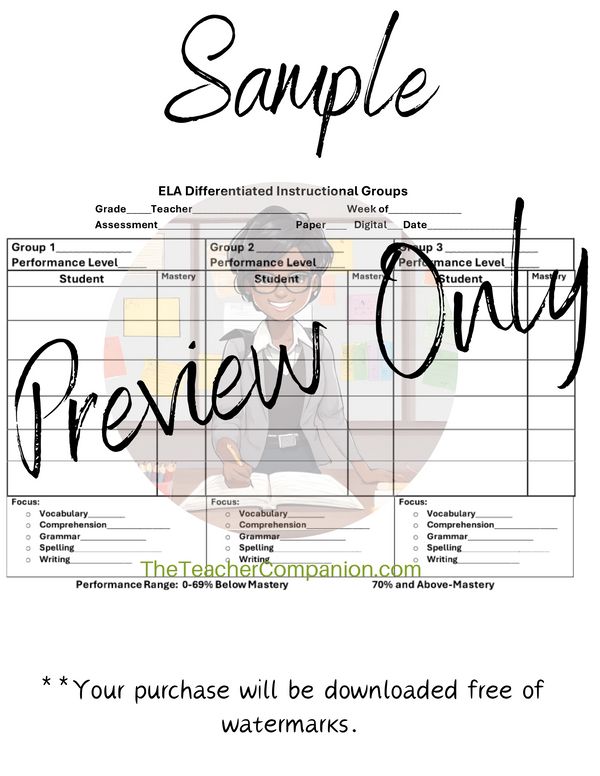 ELA Differentiated Instructional Grouping Charts – The Teacher Companion