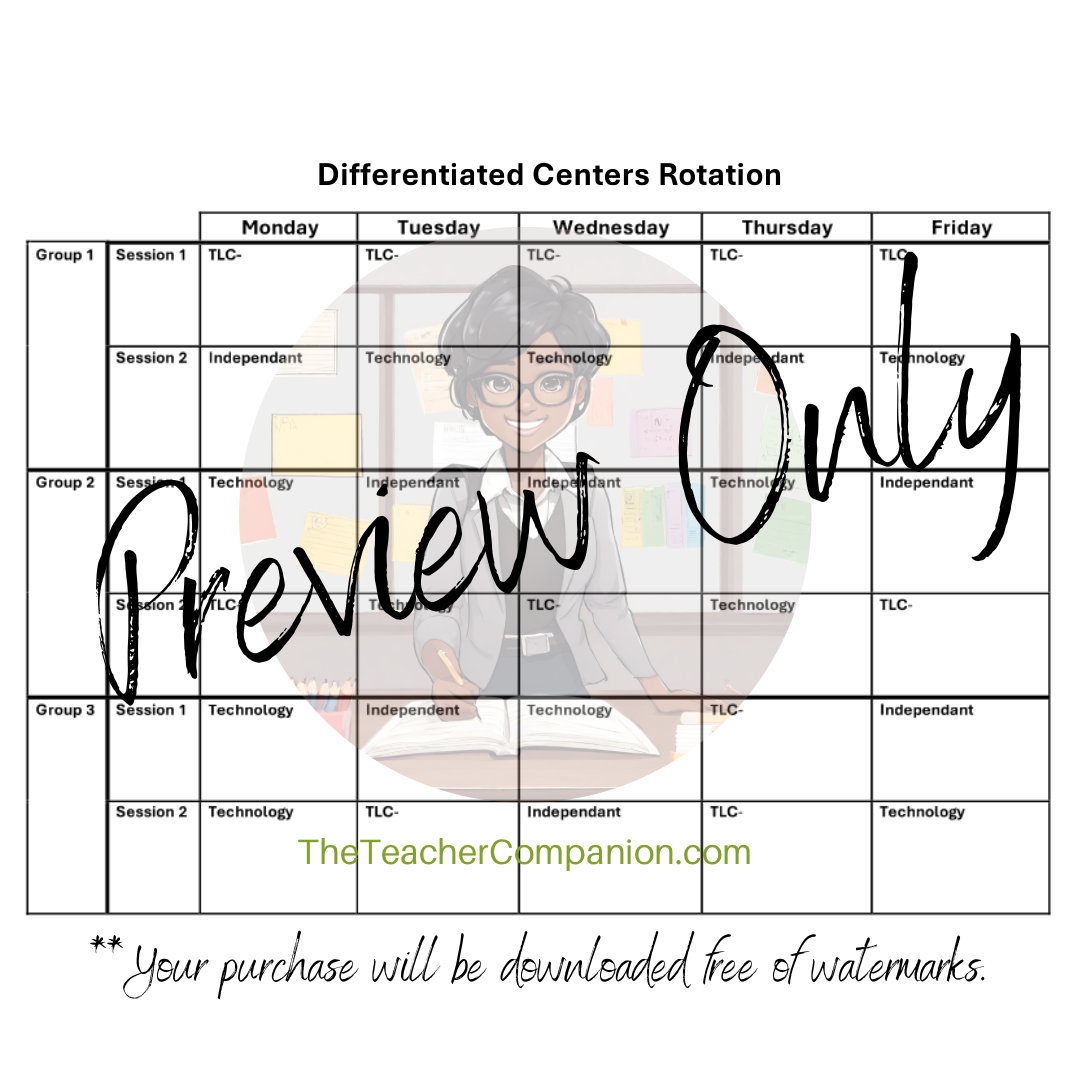 Differentiated Center Rotation Activity Chart – The Teacher Companion