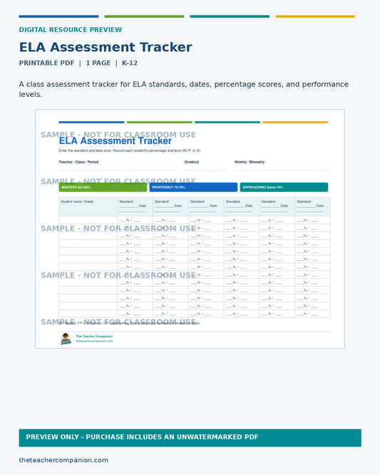 ELA ASSESSMENT TRACKER