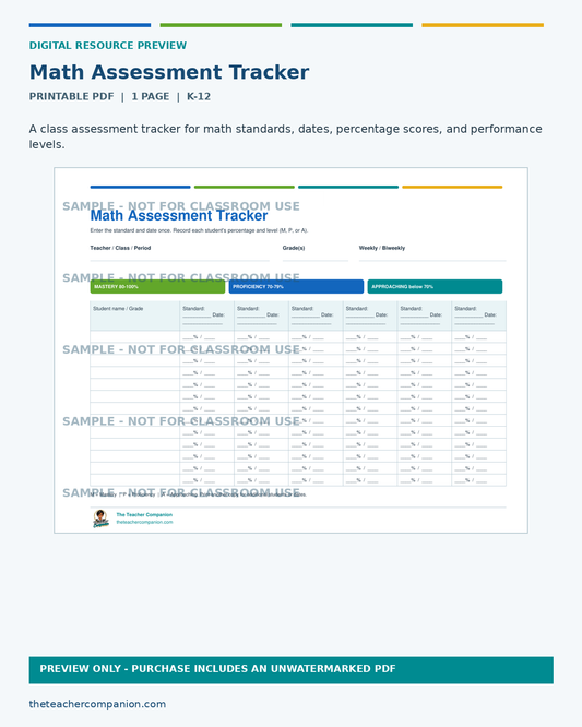 MATH ASSESSMENT TRACKER
