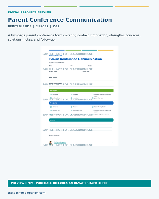 Parent Conference Form