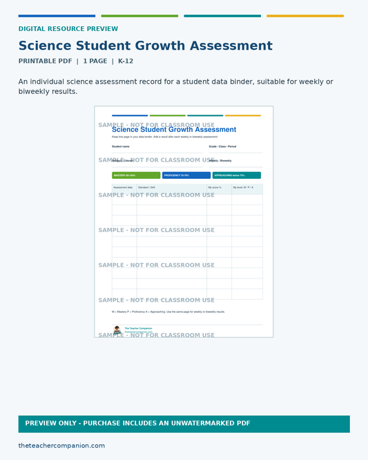 SCIENCE STUDENT GROWTH ASSESSMENT